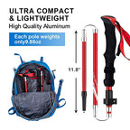 Lightweight Collapsible Trekking Poles Folding Hiking Sticks (Red 95-110cm)