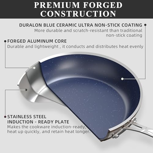 Healthy Duralon Blue Ceramic Nonstick Cookware Set (Metallic Mocha Brown / 12pc Set)