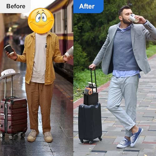 Luggage Travel Cup Holder for Suitcases Free Hands (Black)