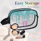 Custom Transparent Travel Toiletry Bag for Women (Cyan Blue)