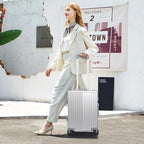 All Aluminum 24 Inch Luggage With Spinner Wheels (Silvery / 24)