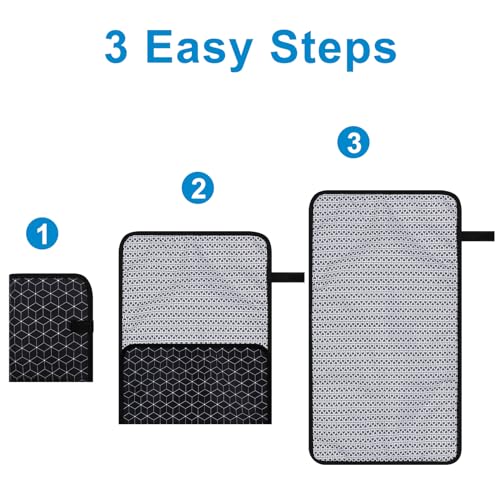 Portable Diaper Changing Pad (Black Geometry (26'' X14'' ))