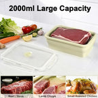 Collapsible Silicone Food Storage Containers Set with Lid & Air Ven (2x2000ml Green)