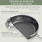 9pc Cookware Set Healthy Duralon Blue Ceramic Nonstick Coated (9 Piece Cookware Set / Cool Gray)