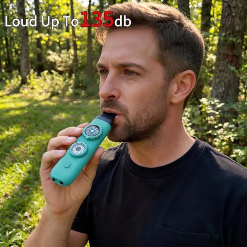 Multifunctional Survival Emergency Whistle for Kids with Compass Hiking Survival (Aqua)