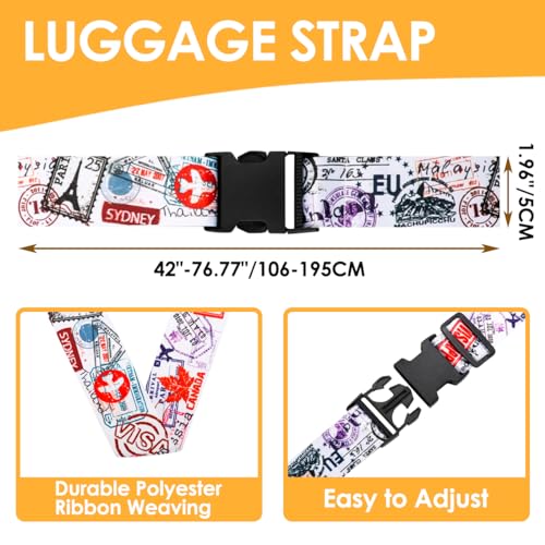 4 Pack Luggage Straps for Suitcases Adjustable Luggage Belt Suitcase Strap Travel Bag Accessories (Journey(4 PACK))