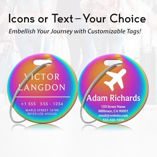 Custom Stainless Steel Luggage Tags (Elegant Circle-rainbow)