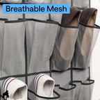 Over the Door Shoe Organizer (Grey / 24 Extra Large Pockets/4 Hooks)