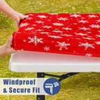 2 Pack Rectangle Spandex 6FT Elastic Fitted Christmas Tablecloth (White & Red / 72" x 30" (Rectangular))