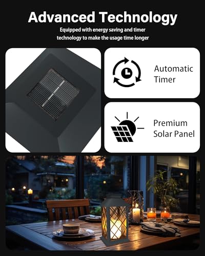 Solar Lanterns Outdoor Waterproof (Black-2Pcs)