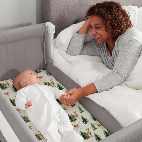 Stretch Fitted Bassinet Sheet Set BROLEX 2 Pack Cradle Sheets for Bassinet Pad (Sika Deer Foliage / 32x16 Inch)