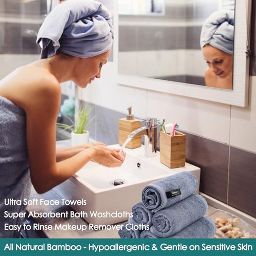 Face Wash Cloths 6 Pack (Slate Blue / 10x10 inch-6 Pack)