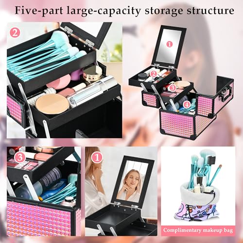 Makeup Case Organizer (Black Bright Pink)