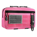 Tactical Molle Admin Pouch Utility Laser Cut EDC Tool Pouch Bag Horizontal Modular Pouches Include US Flag Patch and Keychain (Pink)