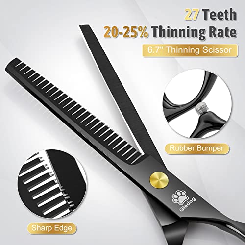 Dog Grooming Scissors Kit with Safety Round Tips (Golden 5 in 1)