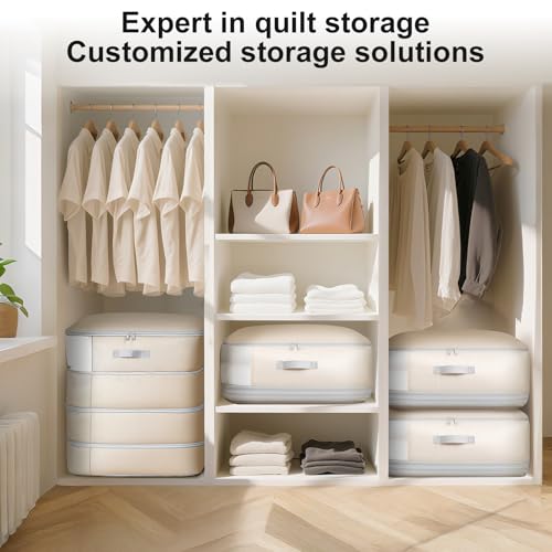 Comforter Storage Bag (Beige / XL-4 Pack - 4-Layer)