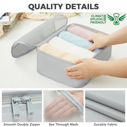 9 Set Packing Cubes with Packing List Luggage Packing Organizers for Travel Accessories (Light Grey)