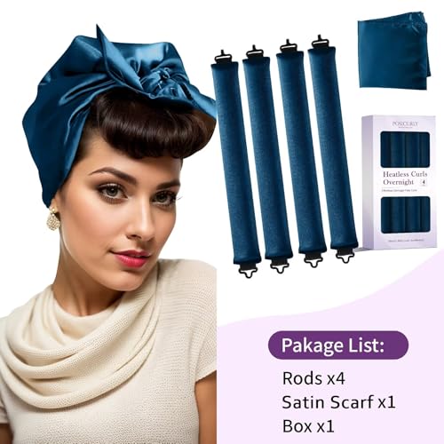 Heatless Curls Overnight Hair Curlers (Navy Blue(Pack of 4))