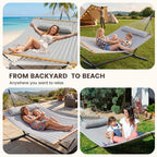Double Hammock with Stand 500lbs Heavy Duty Outdoor Two Person Gray (Dark Grey)