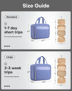 HOTOR Travel Toiletry Bag for Women & Men, Waterproof Makeup Bag with Hanging Hook and Multiple Pockets, Cosmetic Bags for Women, Travel Essentials, 11.2'' x 3.2'' x 8.9'', Aegean-Blue