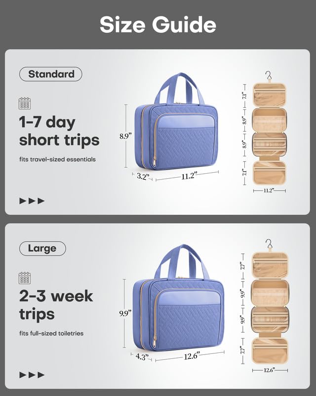 Hanging Travel Toiletry Bag Women Men (Aegean-Blue / Medium)