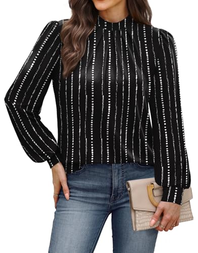 Business Casual Outfits for Women Tops for Teachers Trendy Fall Outfits Long Sleeve Shirts for Women Blouses Work Office Fall Clothes Fashion Clothing 2026 Black Striped L (02 - Black Striped / Large)
