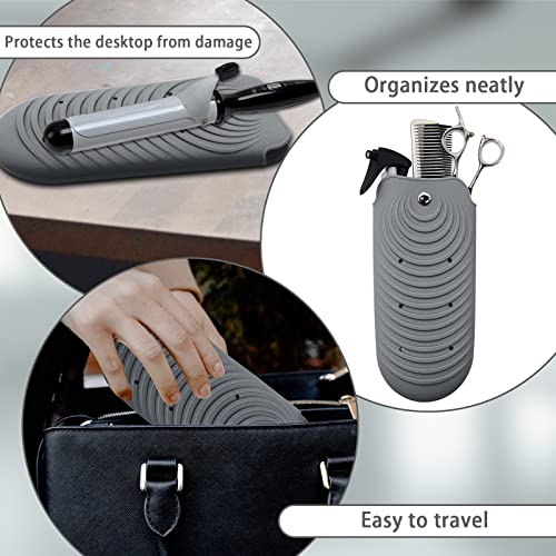 Heat Insulating Silicone Mat Pouch for Hair Styling Tools (Dark Gray)