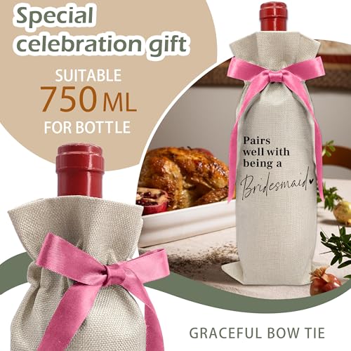 Cute Pink Bow Ribbon Engagement Gift Wine Bag (Wedding Wine Bag Style 10)