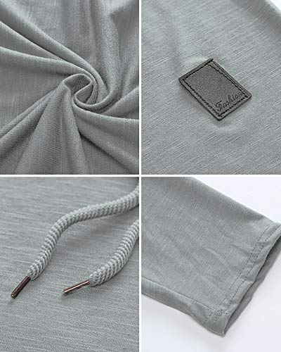 Mens Fashion Hoodies Sport Pullover Solid Color Shirt Workout Lightweight Tops Light Grey (Medium / Light Grey1)