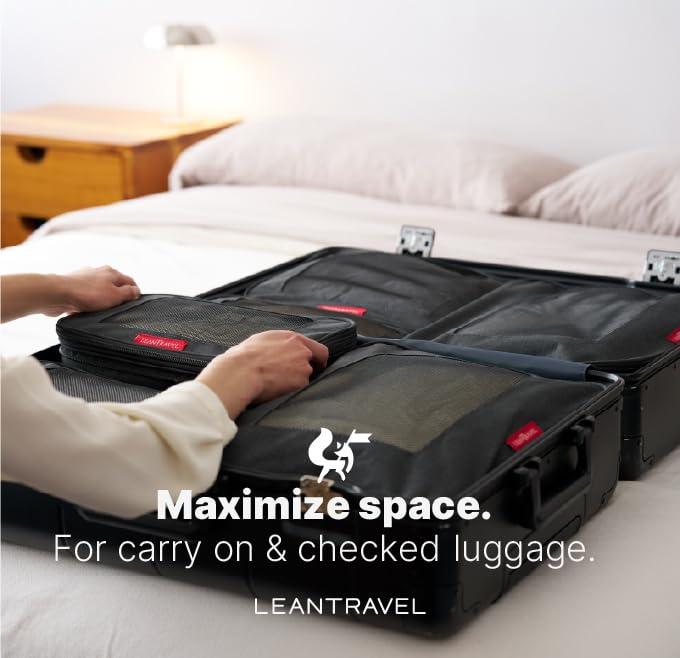 Premium Compression Packing Cubes for Travel (Black / 3 pack)