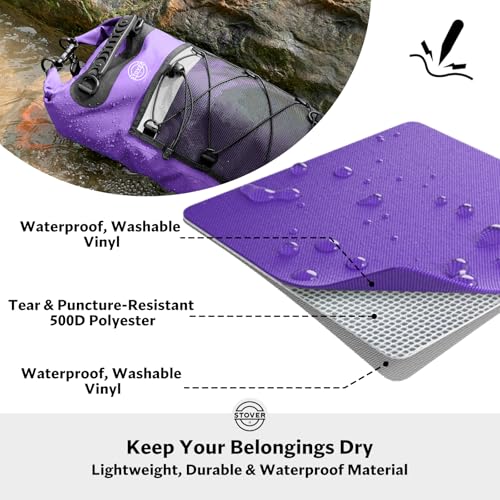 5/10/25/30/40L Waterproof Dry Bag & Phone Case - Large Floating Dry Backpack for Kayaking, Travel, Hiking, Fishing, Camping, Motorcycles & Beach, Heavy-Duty Roll Top Men/Women (Purple) (25L+ Purple / 40L)
