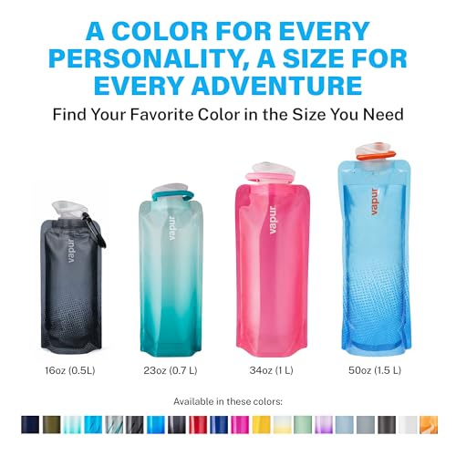 Collapsible Water Bottle with Carabiner (Malibu Teal / 23 Ounces)