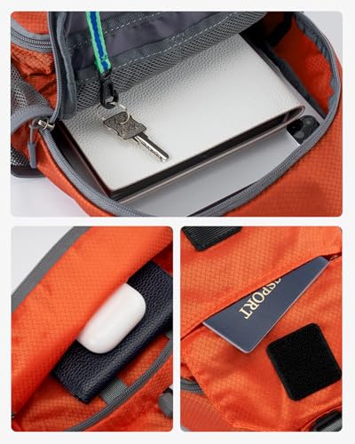 Packable Small Crossbody Sling Backpack Shoulder Chest Bag Daypack for Hiking Traveling (Orange)