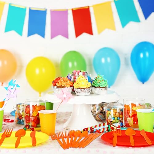 90 Pieces Fall Thanksgiving Plastic Cutlery Set (Orange)