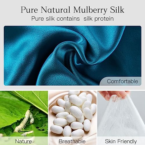 100% Natural Silk Eye Mask for Women Men (Vivid Blue)