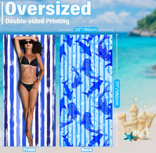 Microfiber Beach Towel (4 Pack Blue Peank Dream World / 32x71 inch)