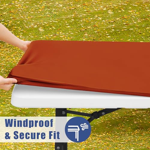 2 Pack Rectangle Spandex Fitted Table Cloth (Rust / 72" x 30" (Rectangular))