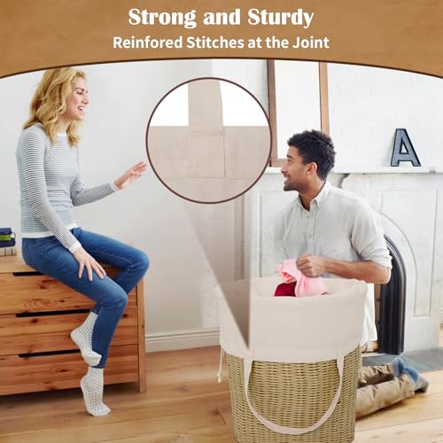 Cotton Canvas Laundry Bag with Handles & Base 16"Wx16"D x27.6"H (Narural 1-Pack | Square Base / 16"Wx16"Depthx27.6"H)