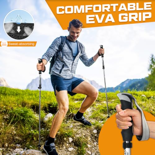Hiking Poles Collapsible (Grey（110-130cm）)
