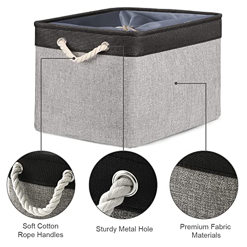 Organization and Storage Basket for Shelves (Black&Grey / 3PCS/Extra Jumbo - 20.5Lx15.7Wx13.8H)