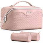 Travel Makeup Bag Cosmetic Bags for Women (L03 Light Pink)