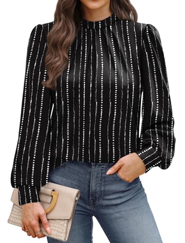 Business Casual Outfits for Women Tops for Teachers Trendy Fall Outfits Long Sleeve Shirts for Women Blouses Work Office Fall Clothes Fashion Clothing 2026 Black Striped L (02 - Black Striped / Large)