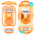 Travel Razors for Women Include 1 Handle 2 Cartridges (Orange)