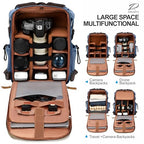 Blue Canvas Camera Backpack (Blue Canvas / Canvas Bag Flap)