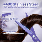 5.5 in Hair Cutting Shears Kit with Bag for Barbers (5.5 Inch / Purple)