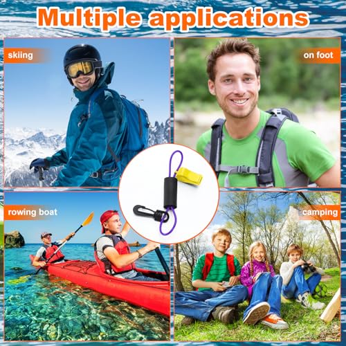 2 Pcs Marine Whistle Lanyard Float (Yellow and Purple)