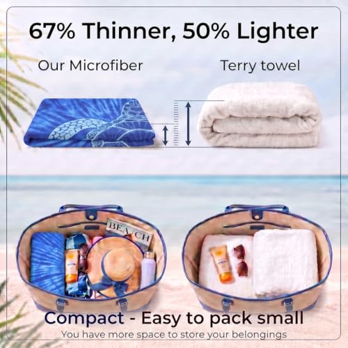 2 Pack Microfiber Beach Towels Oversized 71x32 Turtle Floral (2 Pack Turtle Flowers / X-Large (32x71 inches))