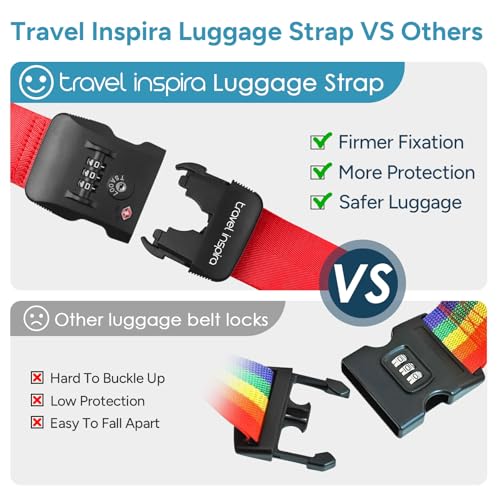Heavy Duty Luggage Straps with TSA Lock (Cross Red-New)