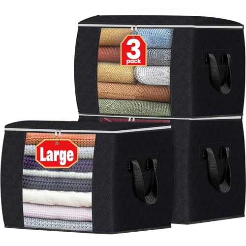 90L Clothes Storage (3 Pack-90l / Black)
