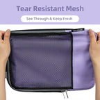 4 Set/6 Set/8 Set Compression Packing Cubes Travel Accessories Expandable Packing Organizers (Half Mesh, 6-Lavender) (6-Lavender / Half Mesh)